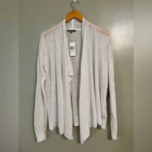 Retro-ology Womens Linen Blend Open White Cardigan Sweater Knit Size M NWT